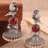 brass-silver-replica-monalisa-stone-jhumka