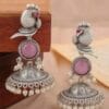 brass-silver-replica-monalisa-stone-jhumka-3