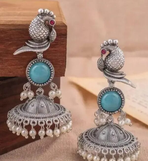 brass-silver-replica-monalisa-stone-jhumka-5