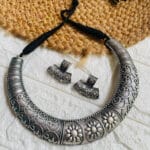 brass-silver-replica-necklace-set-with-earrings
