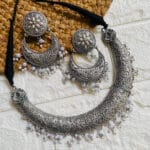 brass-silver-replica-necklace-set-with-earrings