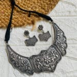 brass-silver-replica-necklace-set-with-earrings
