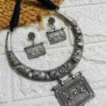 brass-silver-replica-necklace-set-with-earrings