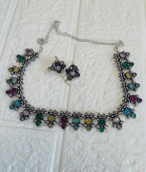 brass-silver-monalisa-stone-necklace-set-2-multi