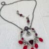brass-silver-monalisa-stone-necklace-set-3-Red