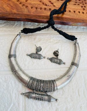 brass-silver-replica-necklace-set-with-earrings-10 brass-silver-replica-necklace-set-with-earrings-10