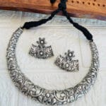 brass-silver-replica-necklace-set-with-earrings-12