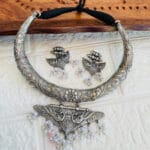 brass-silver-replica-necklace-set-with-earrings-13