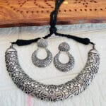 brass-silver-replica-necklace-set-with-earrings-14