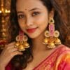 royal-brass-gold-plated-kashmiri-earring-baby-pink