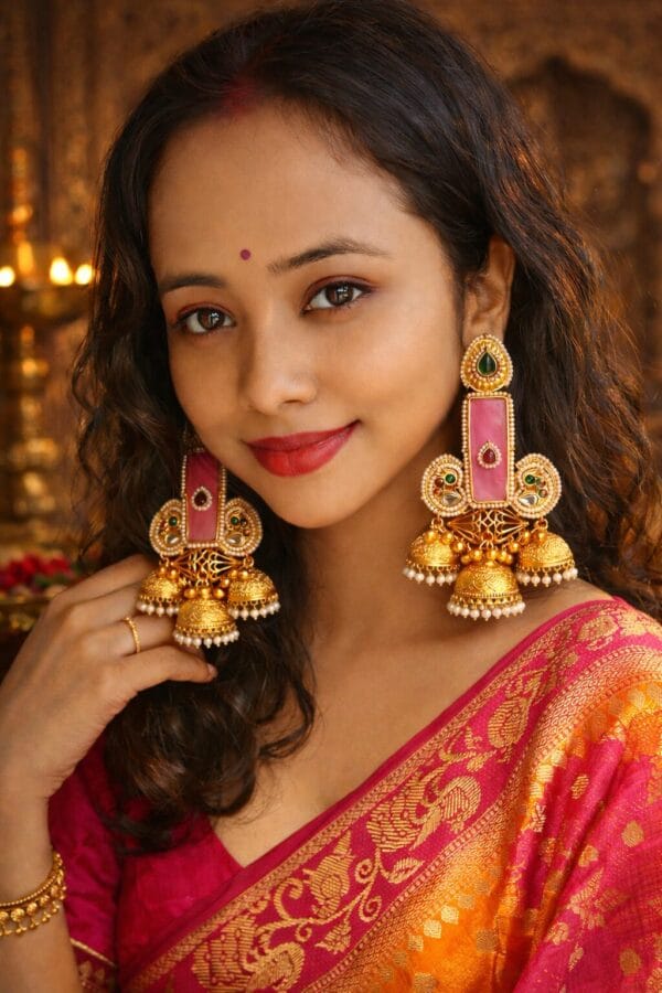 royal-brass-gold-plated-kashmiri-earring-baby-pink